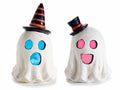 Fantasmini di Halloween con cappello e luce LED con colore cangiante, set da 2 pezzi, Ø 13,5 cm x 21 H