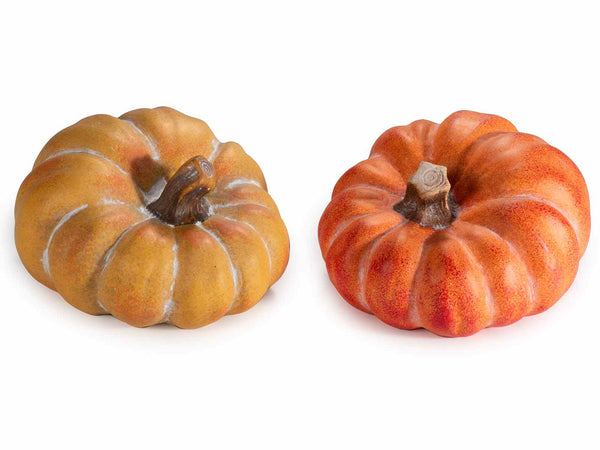 Zucche decorative in terracotta da appoggiare, perfette per decorare, set da 4 pezzi, Ø 18 cm x 11 H
