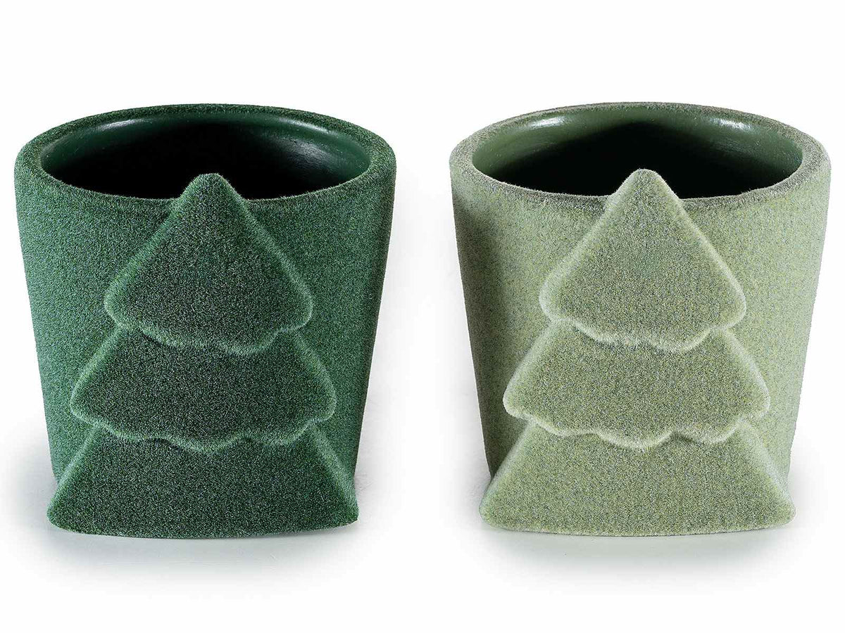 Set di 4 vasetti in terracotta rivestiti in velluto, 8x9x8,5 cm