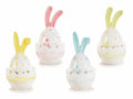 Barattolini pasquali a uovo con orecchie a coniglio in ceramica colorata, set da 8 pezzi, Ø 6 cm x 12 H
