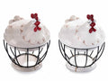 Barattolo con cestino / portafrutta con base in metallo e coperchio, set da 2 pezzi, Ø 14,5 cm x 19 H