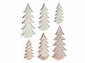 Alberi natalizi decorativi in ceramica metallizzata con glitter, set da 2 pezzi, Grande: cm 11,5x4,5x26 H