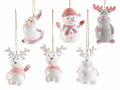 Addobbi a personaggi natalizi Babbo, renna e pupazzo di neve da appendere, set da 12 pezzi, cm 4,5 x 4 x 7 H