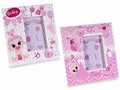 Portafoto nascita bimba in ceramica lucida rosa. Card scrivibile fai da te, set da 6 pezzi, cm 12 x 12,5 H