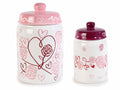 Barattoli da cucina in ceramica colorata decorata con rose e cuori, Grande: Ø 11,5 cm x 19 H