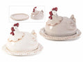 Piatti a vassoio adatti al contatto alimentare con coperchio a gallina, set da 2 pezzi, cm 19 x 16 x 13 H