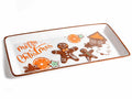 Piatti per alimenti omini pan di zenzero in ceramica lucida con decori, set da 2 pezzi, cm 29,5 x 14 H