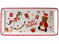 Piatti a vassoio per alimenti di Natale in ceramica lucida con decori cavallino, set da 2 pezzi, cm 29,5 x 14 H