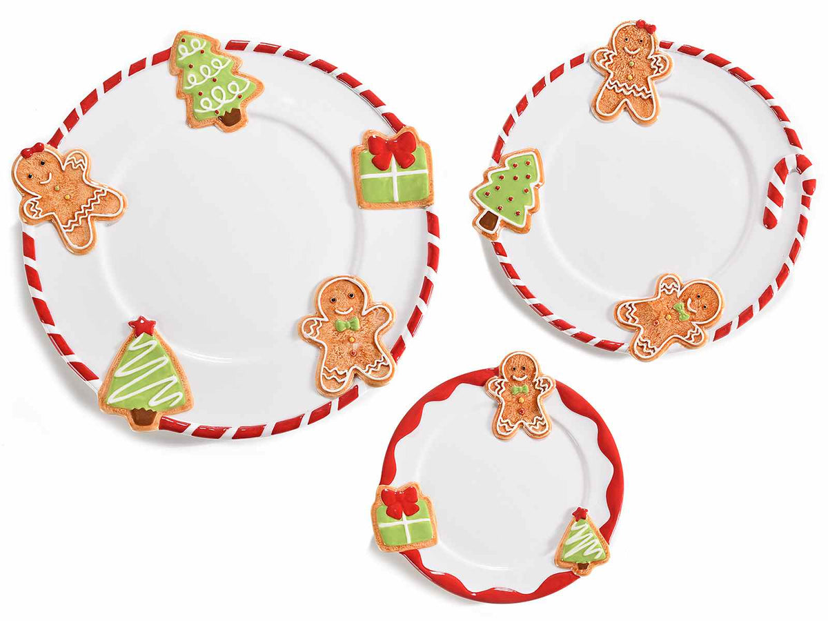 Piatti di Natale omino pan di zenzero in ceramica, Grande: Ø 27 cm