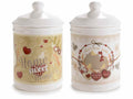 Barattoli in ceramica con decorazioni gallinelle, set da 2 pezzi, Ø 11,5 cm x 19 H