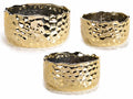 Vasi in ceramica martellata dorata effetto metallo, Grande: Ø 21 cm x 10 H