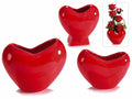 Vasi a forma di cuore in ceramica rossa lucida, ideale per San Valentino, Grande: cm 18 x 10 x 15 H