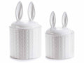 Set 2 barattoli / contenitori in ceramica con coperchio a forma di orecchie, Grande: Ø 13,5 cm x 23 H