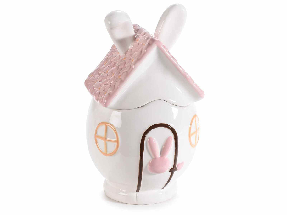 Contenitori portadolci in ceramica a forma di casetta con orecchie di coniglio, set da 2 pezzi, Ø 12 cm x 20,5 H