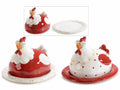Piatti in ceramica / vassoi con coperchio a forma di gallinella, set da 2 pezzi, cm 19 x 16 x 13 H