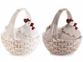 Barattolo / contenitore alimentare / cestino in ceramica a paniere, set da 2 pezzi, cm 15,5 x 17 x 18 H