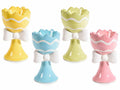 Portauovo pasquale per alimenti in ceramica colorata con fiocco, set da 8 pezzi, Ø 5,5 cm x 10 H