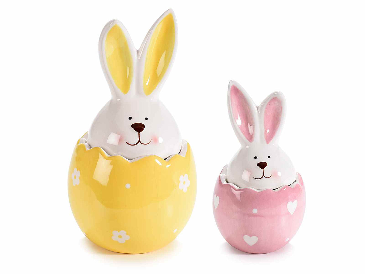 Barattolo / biscottiera / contenitore pasquale per alimenti / portadolci a uovo, set da 2 pezzi, Grande: Ø 8,5 cm x 16 H