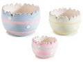 Contenitori a uovo pasquale in ceramica colorata lucida con dettagli fiori, Grande: Ø 12,5 cm x 8,5 H