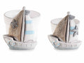 Vaso barca a vela in ceramica in set da due pezzi, set da 2 pezzi, Grande: cm 10,5x11x12 H