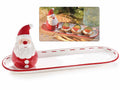 Set aperitivo natalizio con Babbo Natale porta stuzzicadenti e piatto, set da 2 pezzi, Piatto: cm 25,5 x 8