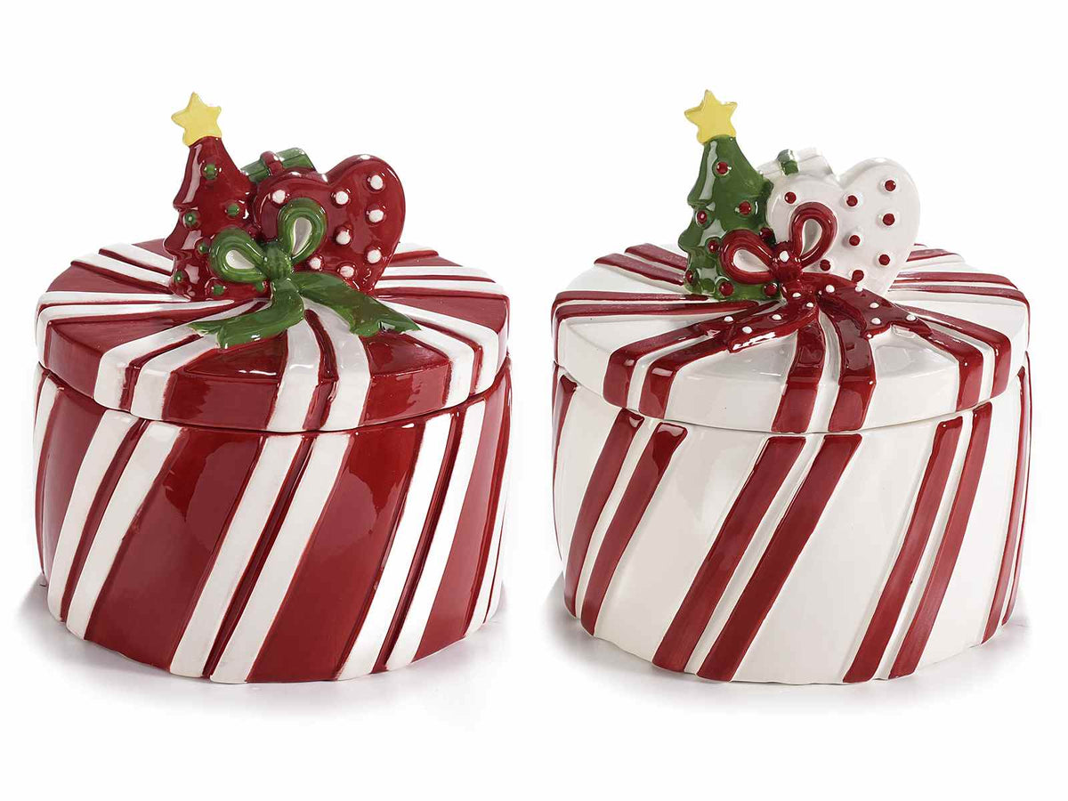 Barattoli natalizi / biscottiera / contenitore per alimenti / barattolo, set da 2 pezzi, Ø 16,5 cm x 18 H