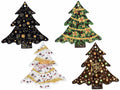 Sottopentola da cucina a forma di Albero di Natale in ceramica lucida e base, set da 4 pezzi, cm 20 x 20 H