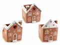 Set di 9 vasetto contenitore a casetta di pan di zenzero di Natale con decori dolcetto in ceramica, cm 8,5 x 8,5 x 11 H