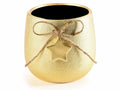 Vasi di Natale color oro in ceramica grezza dorata con cordino e stella, set da 3 pezzi, Ø 13,5 cm x 12,5 H
