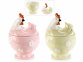 Barattoli alimentari / biscottiera / portadolci in ceramica, set da 2 pezzi, cm 13,5 x 12,5 x 19 H