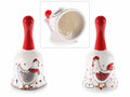 Campanelle in ceramica colorata con decoro gallinella in rilievo, set da 6 pezzi, Ø 5,5 cm x 10 H