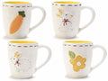 Tazze pasquali in ceramica con interno colorato e decori in rilievo, set da 4 pezzi, Ø 9 cm x 10,5 H