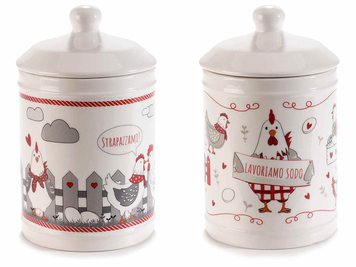 Barattoli / biscottiere / portadolci alimentari in ceramica con coperchio, set da 2 pezzi, Ø 11,5 cm x 19 H