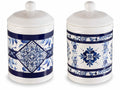Barattoli / biscottiere / portadolci in ceramica adatti al contatto alimentare, set da 2 pezzi, Ø 11,5 cm x 19 H