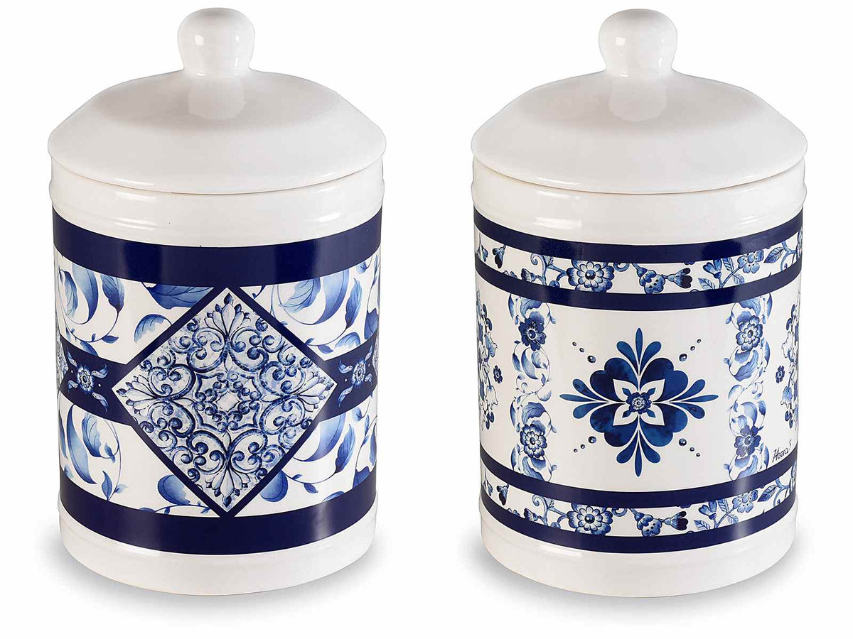 Barattoli / biscottiere / portadolci in ceramica adatti al contatto alimentare, set da 2 pezzi, Ø 11,5 cm x 19 H