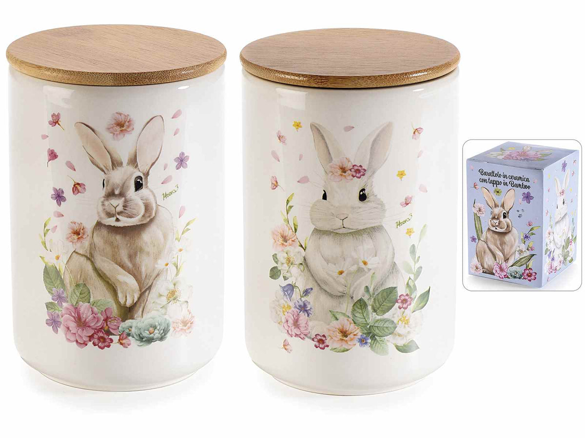 Barattoli / contenitori portadolci di Pasqua in ceramica alimentare, set da 4 pezzi, Ø 10 cm x 15 H