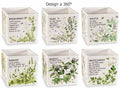 Vasi quadrati in ceramica con decori e scritte piantine aromatiche, set da 6 pezzi, cm 14 x 14 x 14 H