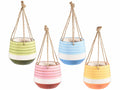 Vasi colorati in ceramica con corda da appendere, set da 4 pezzi, Ø 15 cm x 12,5 H