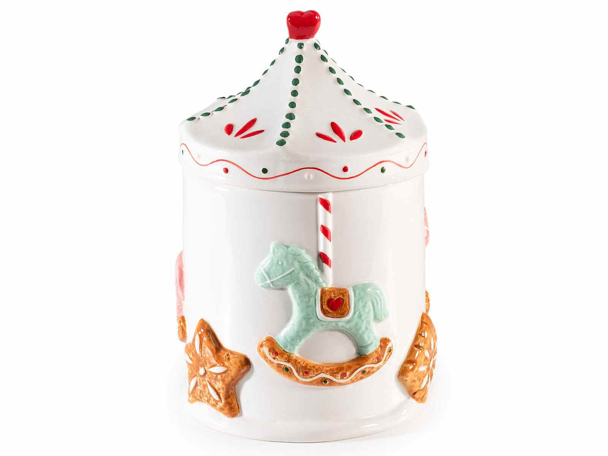 Biscottiere / portadolci / barattoli alimentari di Natale in ceramica, set da 2 pezzi, Ø 14,5 cm x 22 H