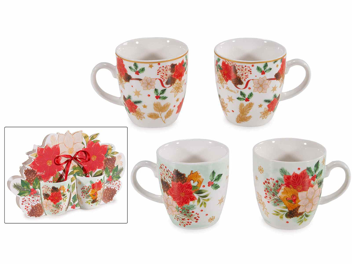Tazzine da caffè in porcellana con stampa stella di Natale in confezione regalo, set da 4 pezzi, Tazzina: Ø 5,5 cm x 6 H