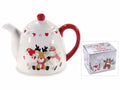 Teiere natalizie in ceramica stampa Babbo Natale, renna e pupazzo di neve, set da 3 pezzi, cm 20 x 13 x 14 H