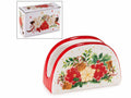 Portatovaglioli di Natale con stampa a tema in ceramica colorata, in scatola, set da 8 pezzi, cm 11,5 x 4,5 x 7 H
