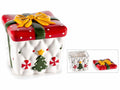 Barattoli / biscottiere / portadolci di Natale adatti al contatto alimentare, set da 3 pezzi, cm 12,5 x 12,5 x 12 H
