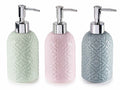 Dosatore per sapone in ceramica colorata lavorata con pattern ed erogatore, set da 6 pezzi, Ø 7,5 cm x 18,5 H