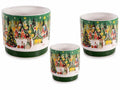 Set di 2 vasi di Natale in ceramica con decorazioni paesaggio natalizio, Grande: Ø 17,5 cm x 14,5 H