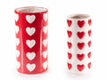 Vasi a cilindro in ceramica e cuori colorati in rilievo, per San Valentino, set da 2 pezzi, Grande: Ø 12,5 cm x 22,5 H