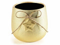 Vasi oro natalizi in ceramica grezza dorata con cordino e stella con scritta, set da 3 pezzi, Ø 13,5 cm x 12,5 H