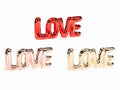 Scritte decorative Love per San Valentino, in ceramica colorata oro, rosa, set da 6 pezzi, cm 24,5 x 2,5 x 11 H