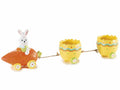 Decorazione di Pasqua a trenino carota con vagoni a forma di uova in ceramica, set da 3 pezzi, cm 30 x 8 x 12,5 H