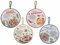 Sottopentola da cucina in ceramica con stampa ricette, base in sughero e corda, set da 8 pezzi, Ø 19